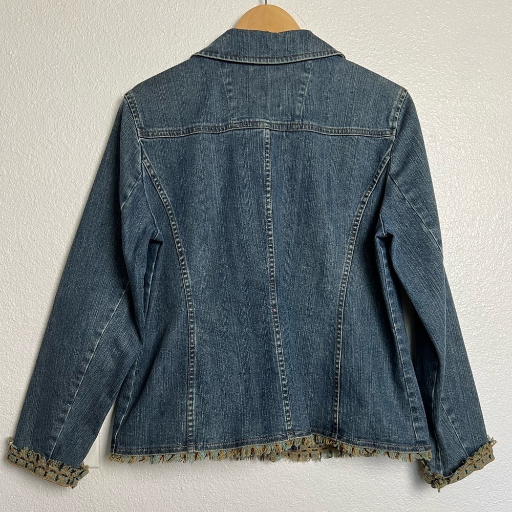 Vintage Bianca Denim Jacket Fringe Metal  Ornate Buttons Yellow stones Boho 10 - Picture 3 of 12
